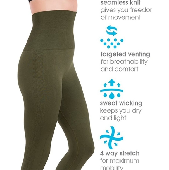 Thick Olive Tummy Control Leggings - Picture 4 of 6